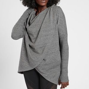 Athleta Purana Wrap Sweatshirt Pockets Yoga Gray Grey women's size medium